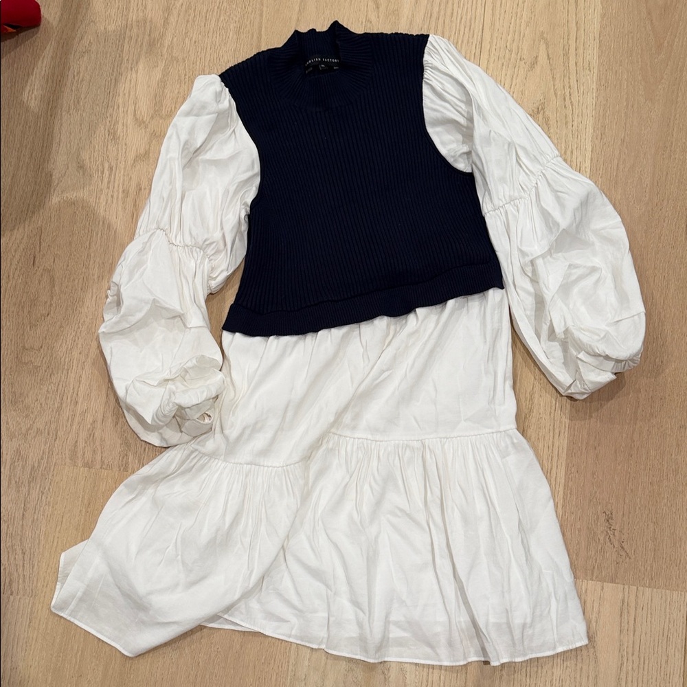 English Factory Navy Ribbed Sweater